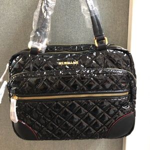 MZ Wallace Crosby Glossy Black Quilted Shoulder Bag
